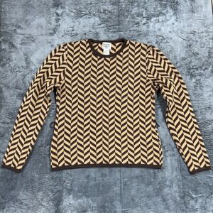 Dorby Chevron Herringbone Sweater Womens PS Brown Tan Vintage 8775272